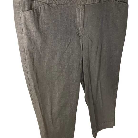 Ann Taylor Signature Capri Pants Petite 12P Charcoal Gray Side Pockets - Picture 3 of 9